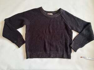 Love Change Italy Black Gold Metallic Knit Sweater XL Long Sleeve Mock Neck
